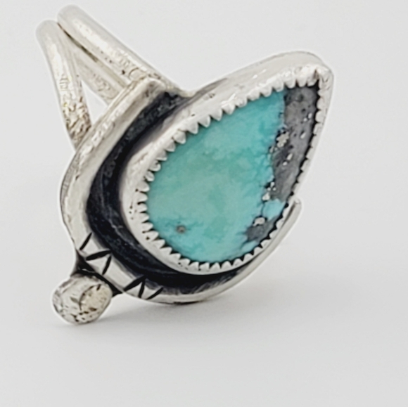 TURQUOISE BOHEMIAN CHIC STYLE HANDMADE IN STERLING SILVER METAL Sz 9 - Picture 6 of 7